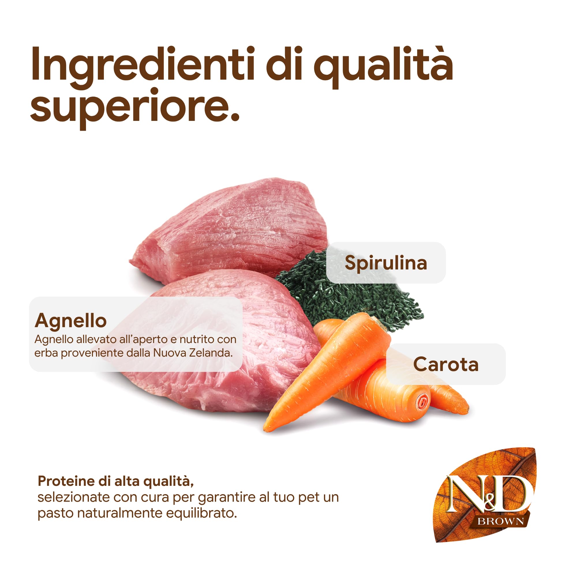 Farmina N&D Brown Agnello Spirulina Crocchette Cane 2kg