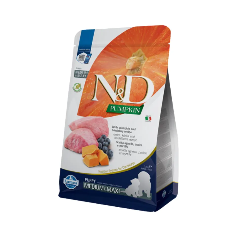 Farmina N&D Pumpkin Agnello Zucca Mirtilli Crocchette Puppy 2,5kg