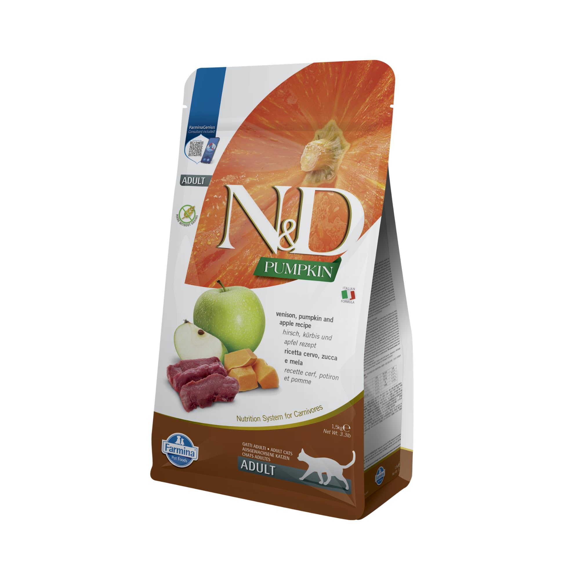 Farmina N&D Pumpkin Cervo Crocchette Gatto 1,5 kg Mela