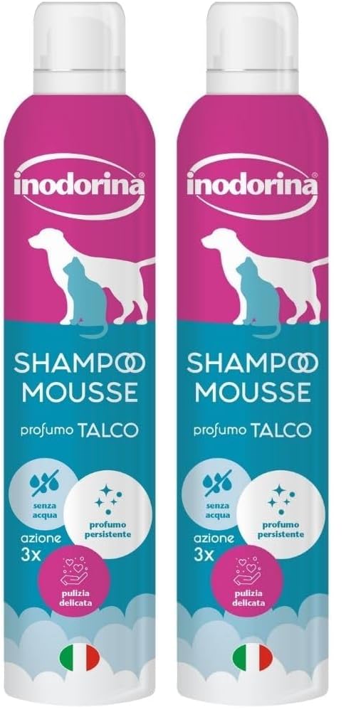 Inodorina Shampoo Mousse Secco Cani Gatti Talco 300ml