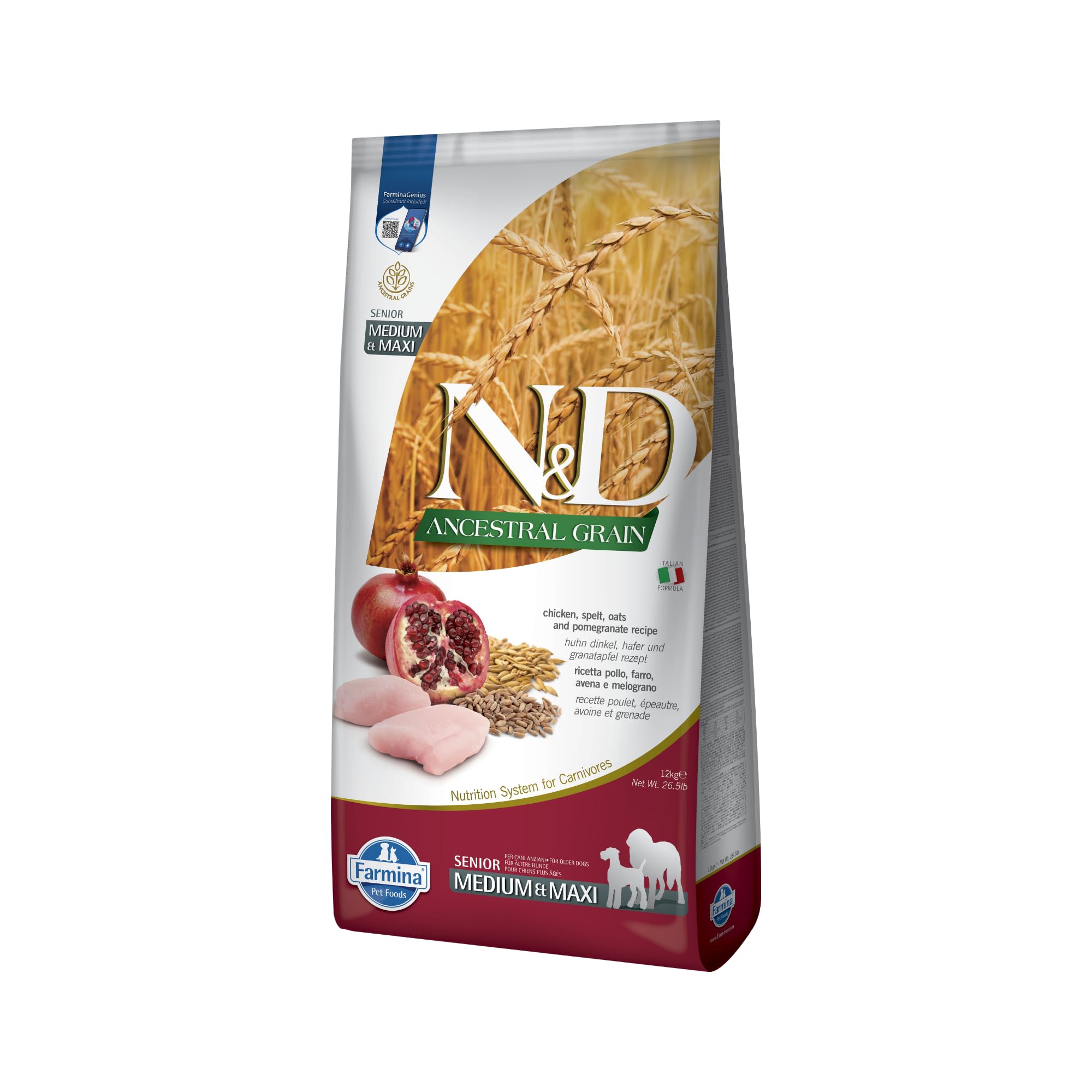 Farmina N&D Ancestral Grain Senior crocchette cane pollo 12 kg