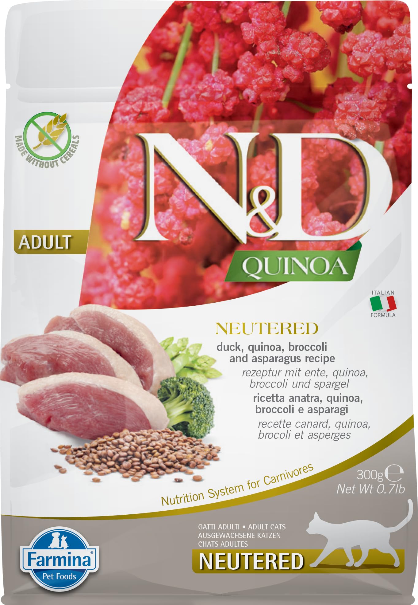 Farmina N&D Quinoa Neutered crocchette gatto anatra 300 g