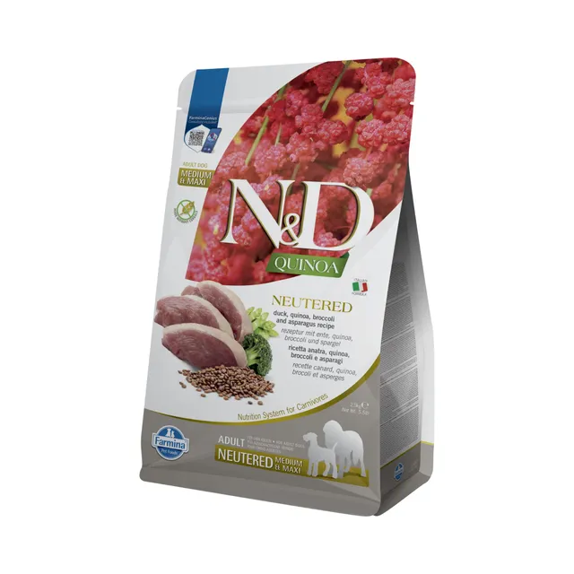 Farmina N&D Quinoa Anatra Broccoli crocchette neutered Medium Maxi 2,5kg