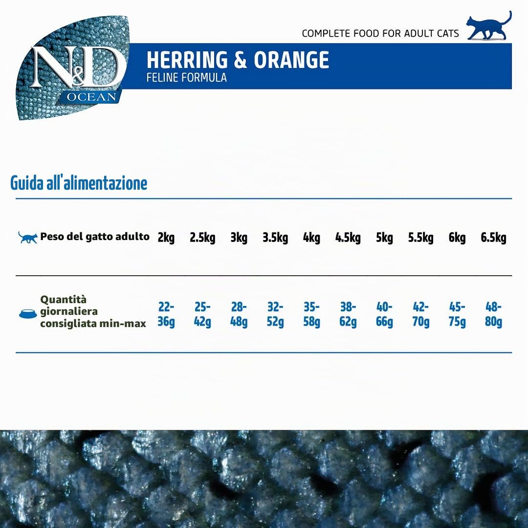 Farmina N&D Ocean Pesce Cibo Gatti Adulti 5kg Arancia Grain Free