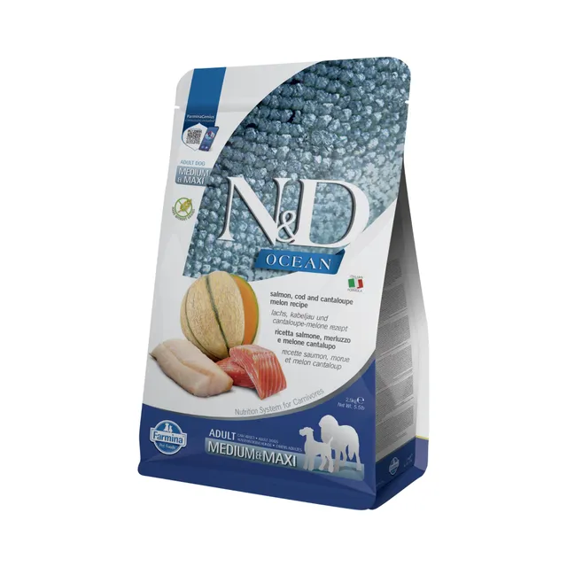 Farmina N&D Ocean Salmone Merluzzo crocchette cane Medium Maxi 2,5kg