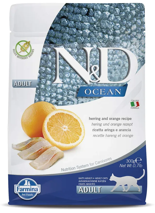 Farmina N&D Ocean Pesce Arancia crocchette gatto Adult 300g