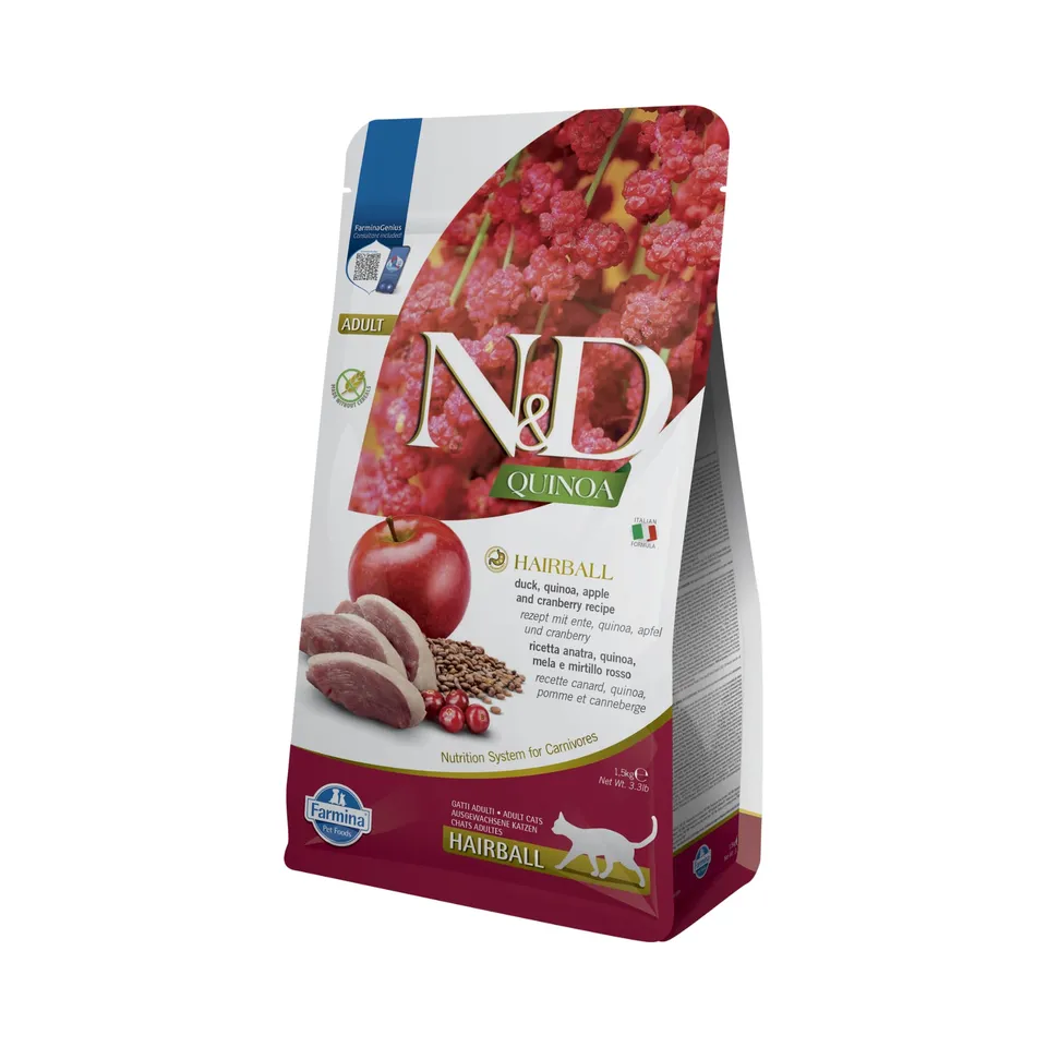 Farmina N&D Quinoa Hairball anatra crocchette gatto 1,5 kg