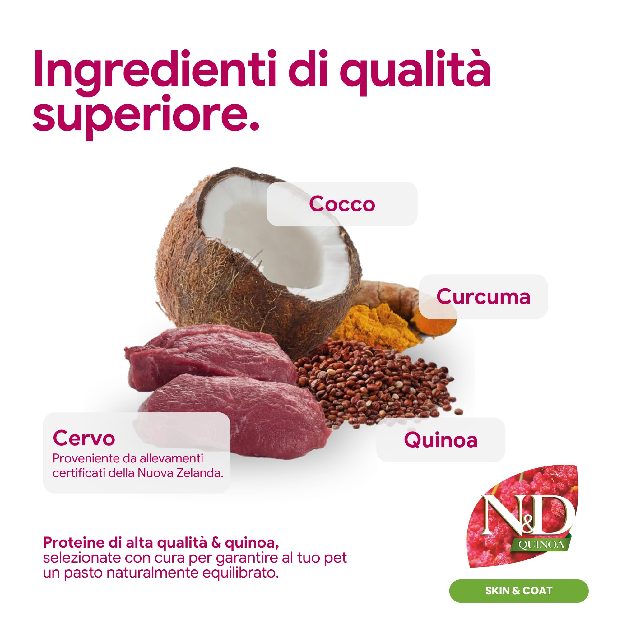 Farmina N&D Quinoa Cervo crocchette cane 7 kg medium maxi