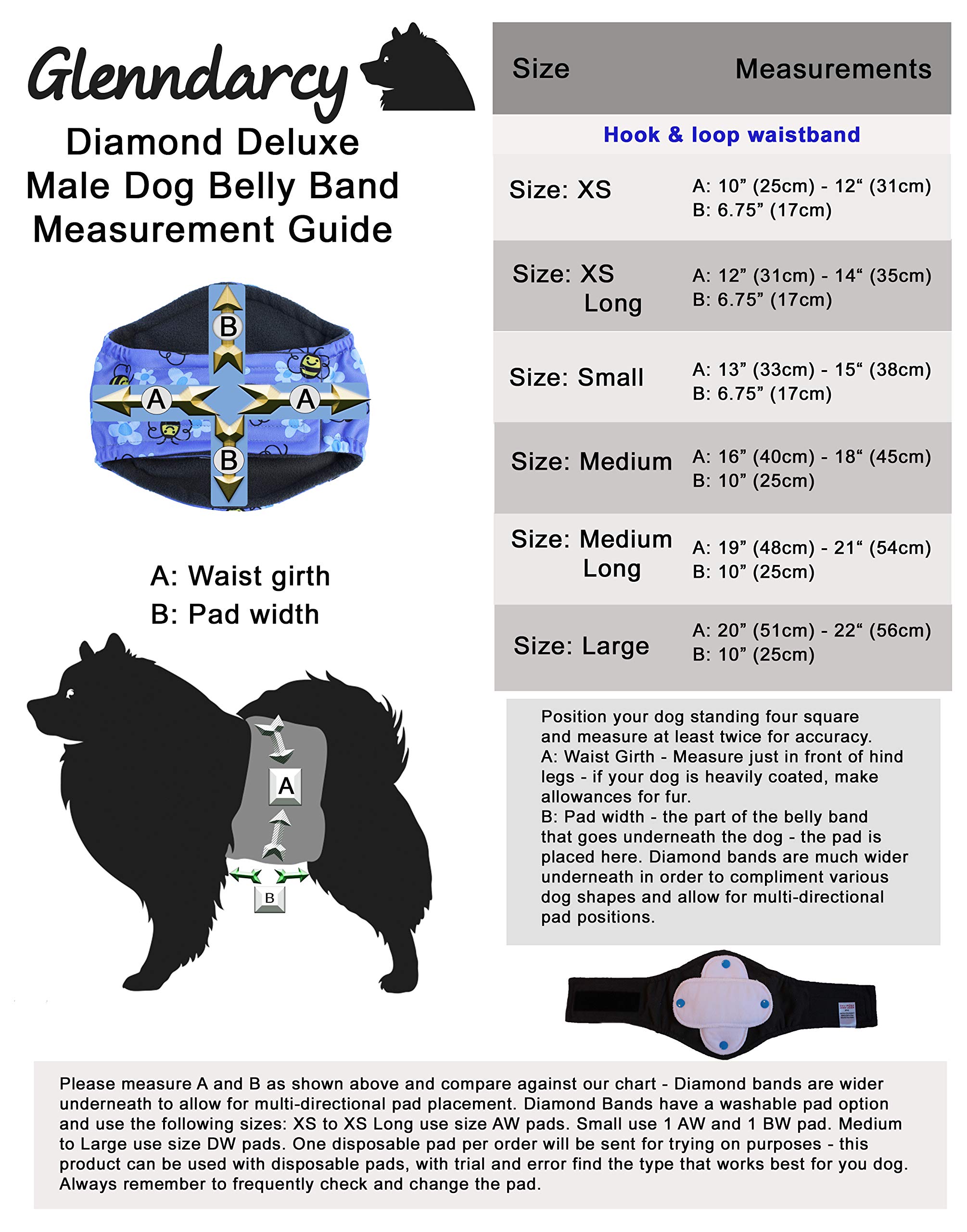 Glenndarcy Diamond Belly Band fascia cane M lungo Buzzy Bees