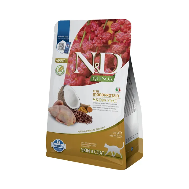 Farmina N&D Quinoa Quaglia Adult Gatto crocchette 300 g pelo