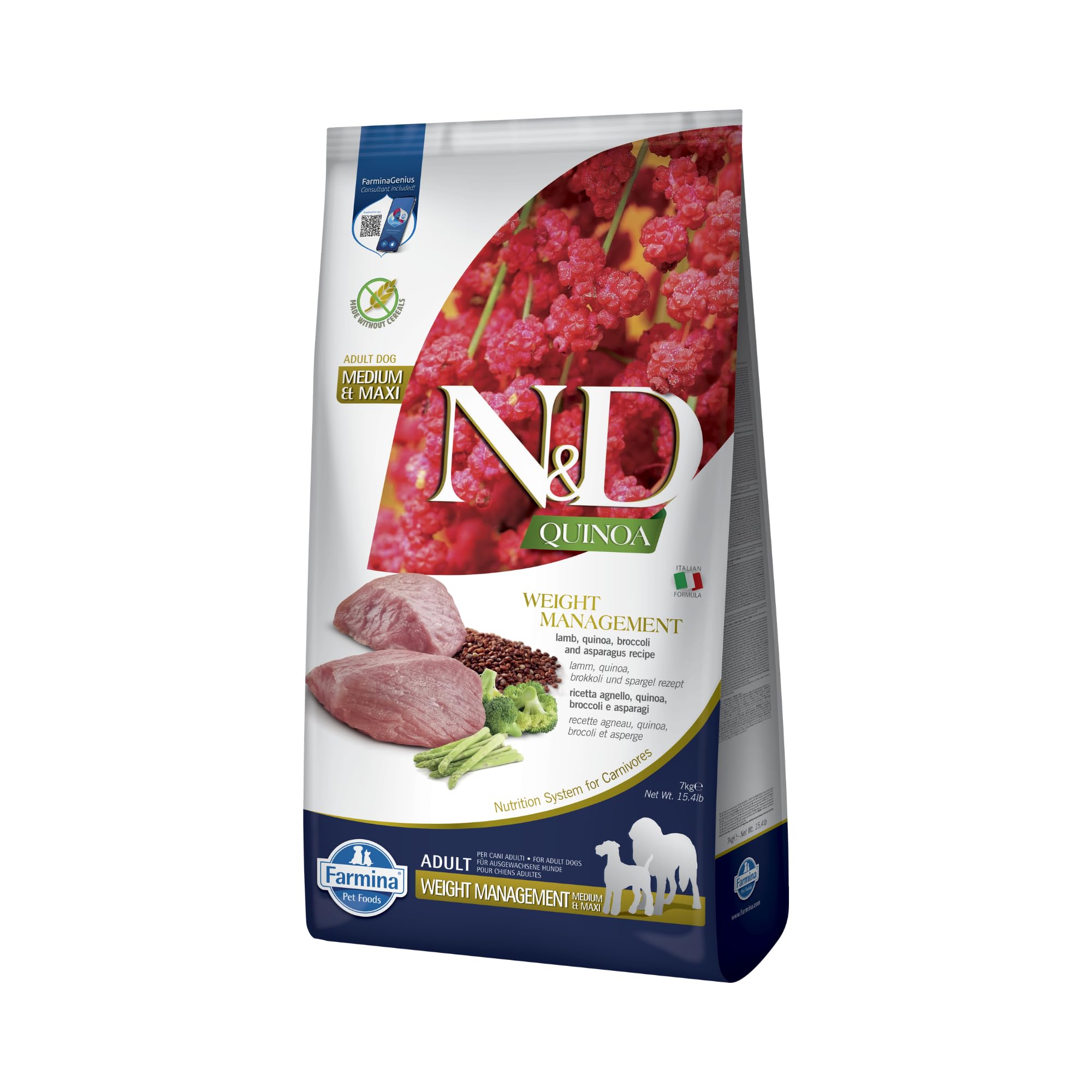 Farmina N&D Quinoa Weight Management crocchette cane 7 kg agnello