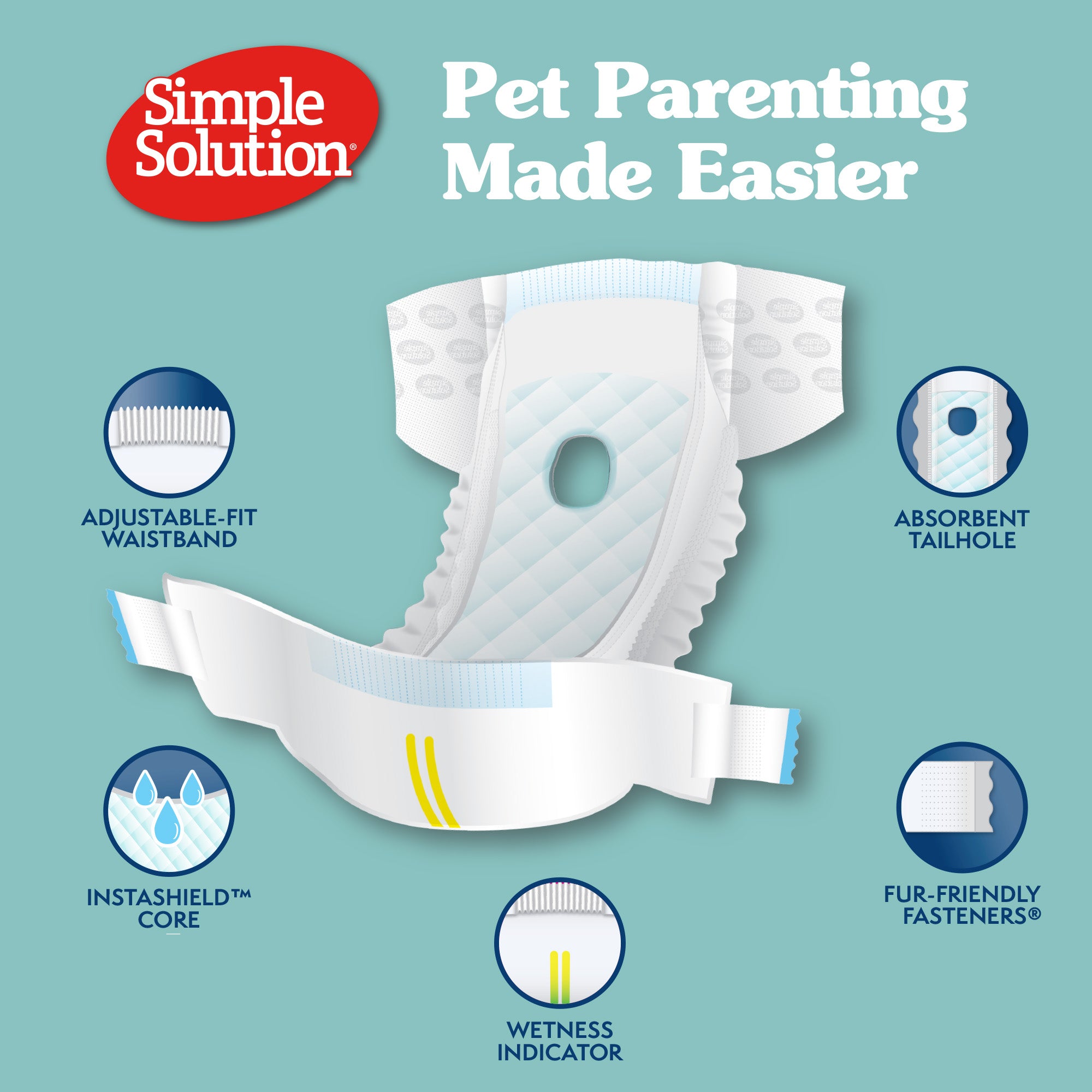 Simple Solution Diapers Wraps pannolino femmina cane con foro coda