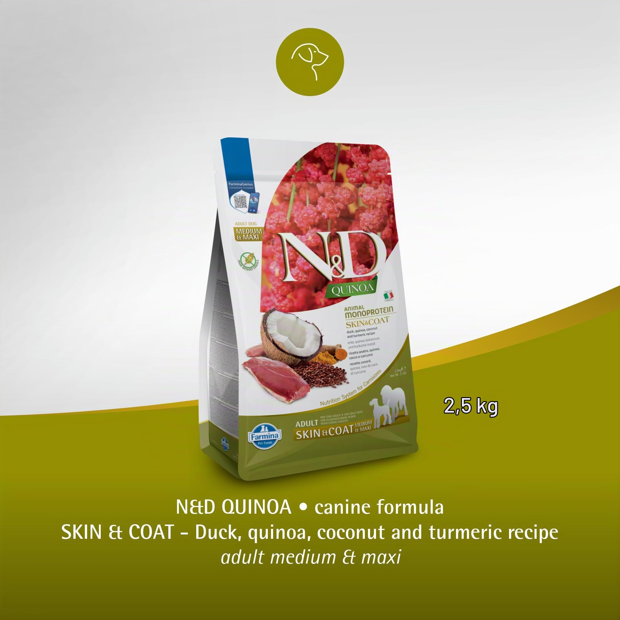 Farmina N&D Quinoa Crocchette Cane 2,5 kg Anatra Skin Coat