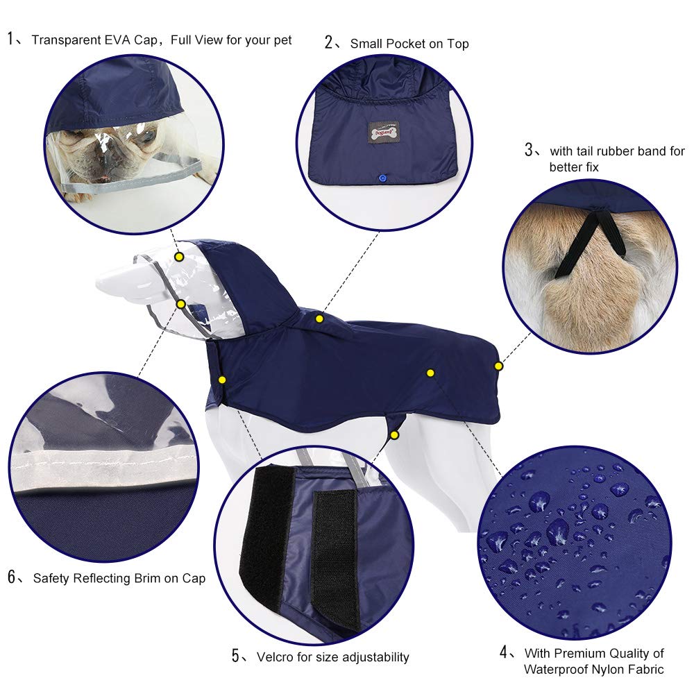 Bepetmia Giacche Impermeabili Cane Blu S Cappuccio Riflettente