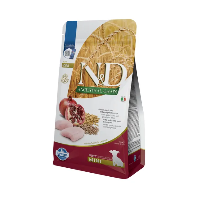 Farmina N&D Ancestral Pollo Melograno crocchette puppy mini 800g