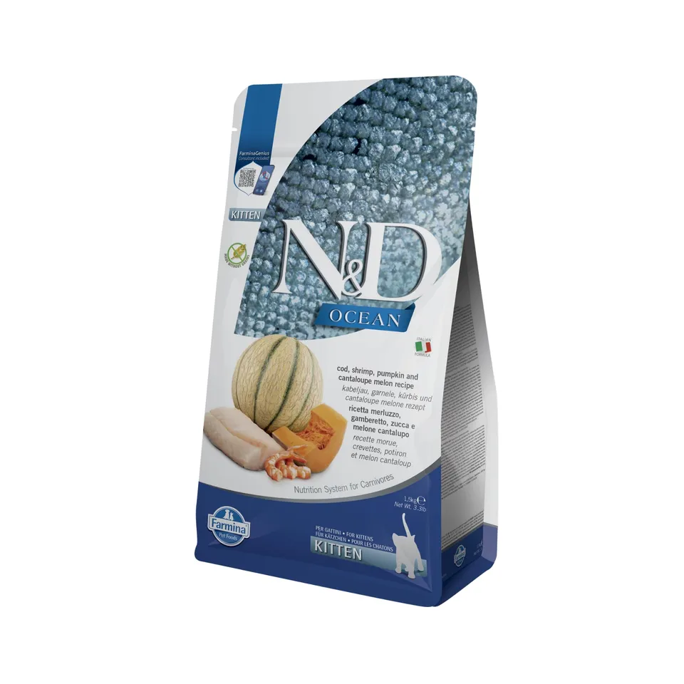 Farmina N&D Ocean Merluzzo Crocchette Gattino 1,5 kg Zucca