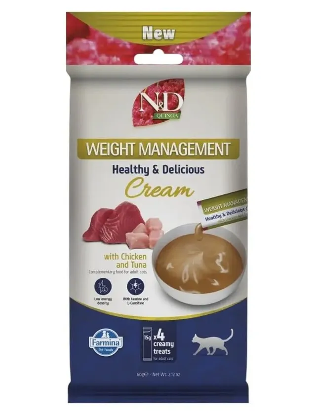Farmina N&D Quinoa Weight Management Cream pollo tonno crema gatto 15x60g