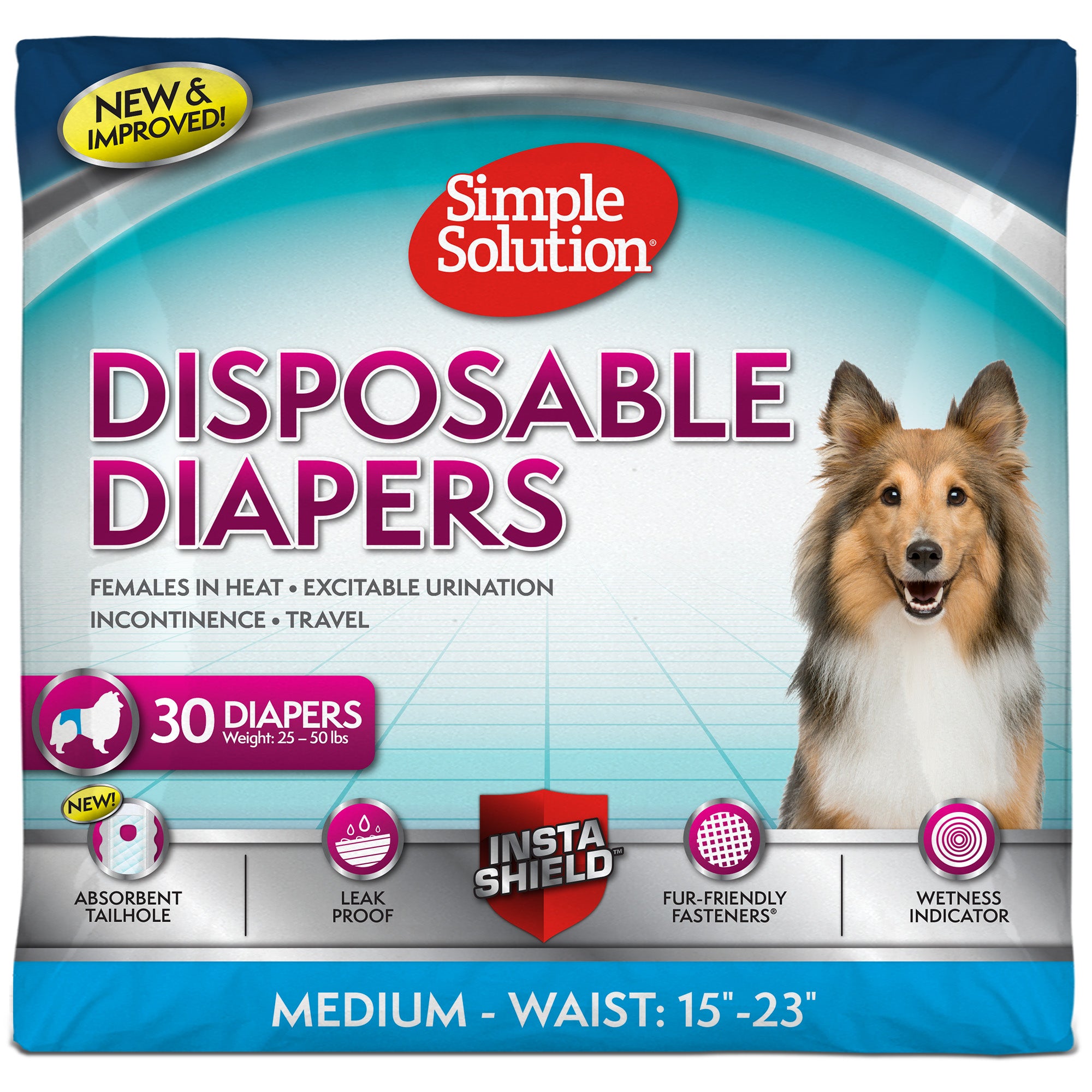 Simple Solution Diapers Wraps pannolino femmina cane con foro coda