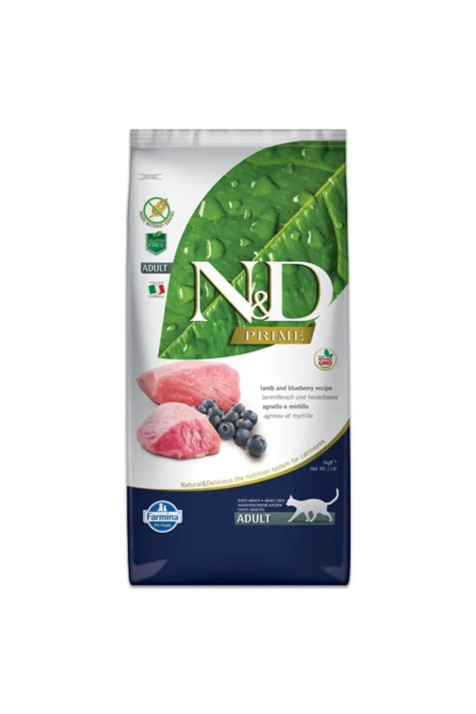 Farmina N&D Prime Agnello Mirtilli Crocchette Gatto Adult 5kg