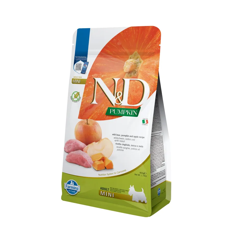 Farmina N&D Pumpkin Cinghiale Mela crocchette cane Adult Mini 800g