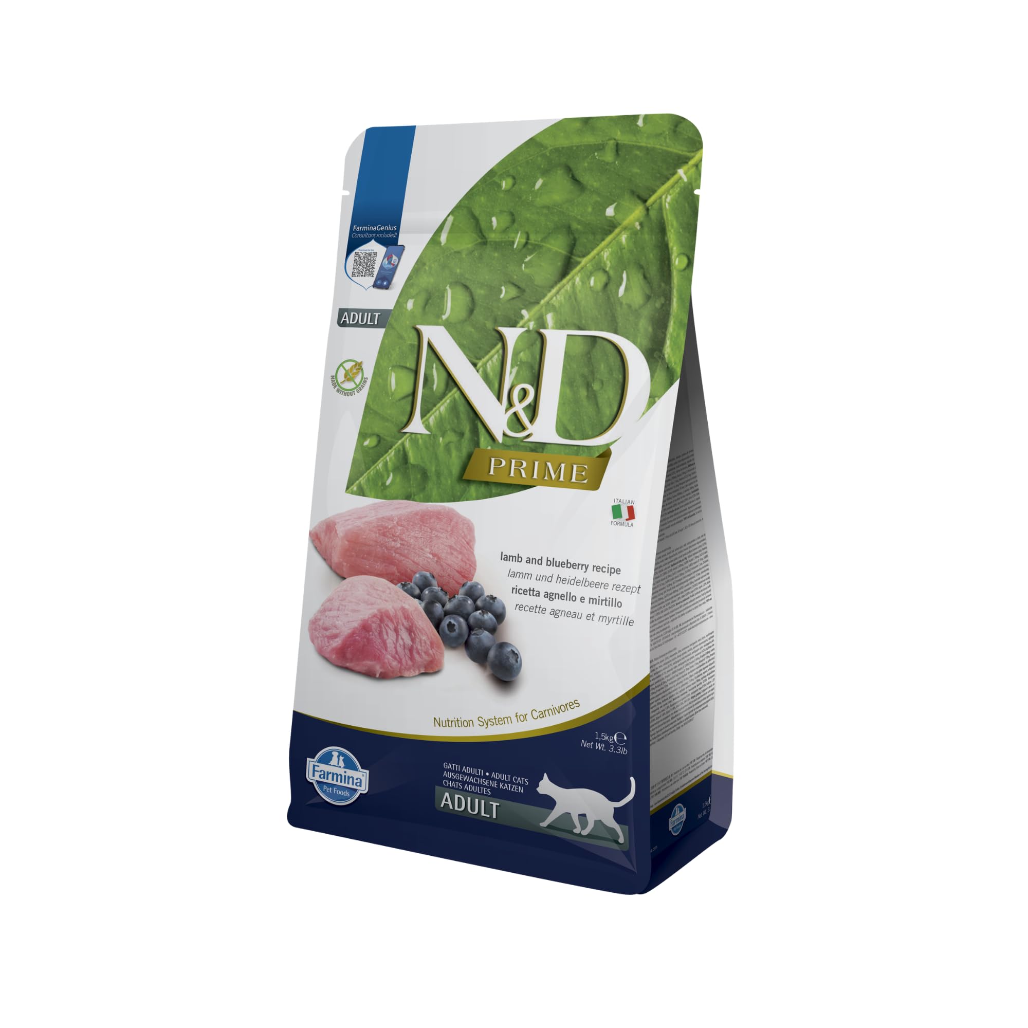 Farmina N&D Prime Agnello Mirtillo Crocchette Gatto 1,5kg