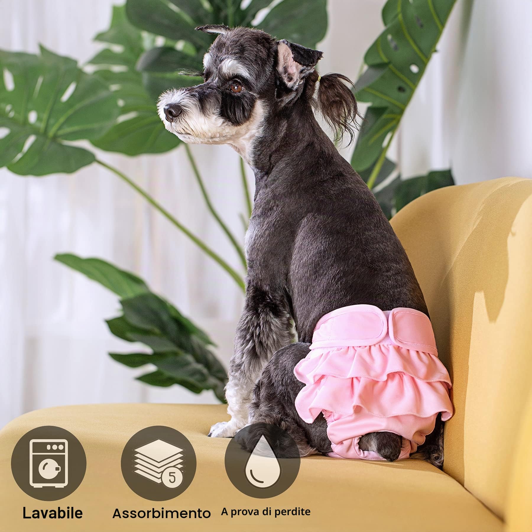Bepetmia Pannolini lavabili per cani mutandine rosa M 40-50 cm