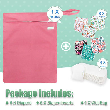 wegreeco Baby Diapers pannolini lavabili neonato 6 pezzi con inserti
