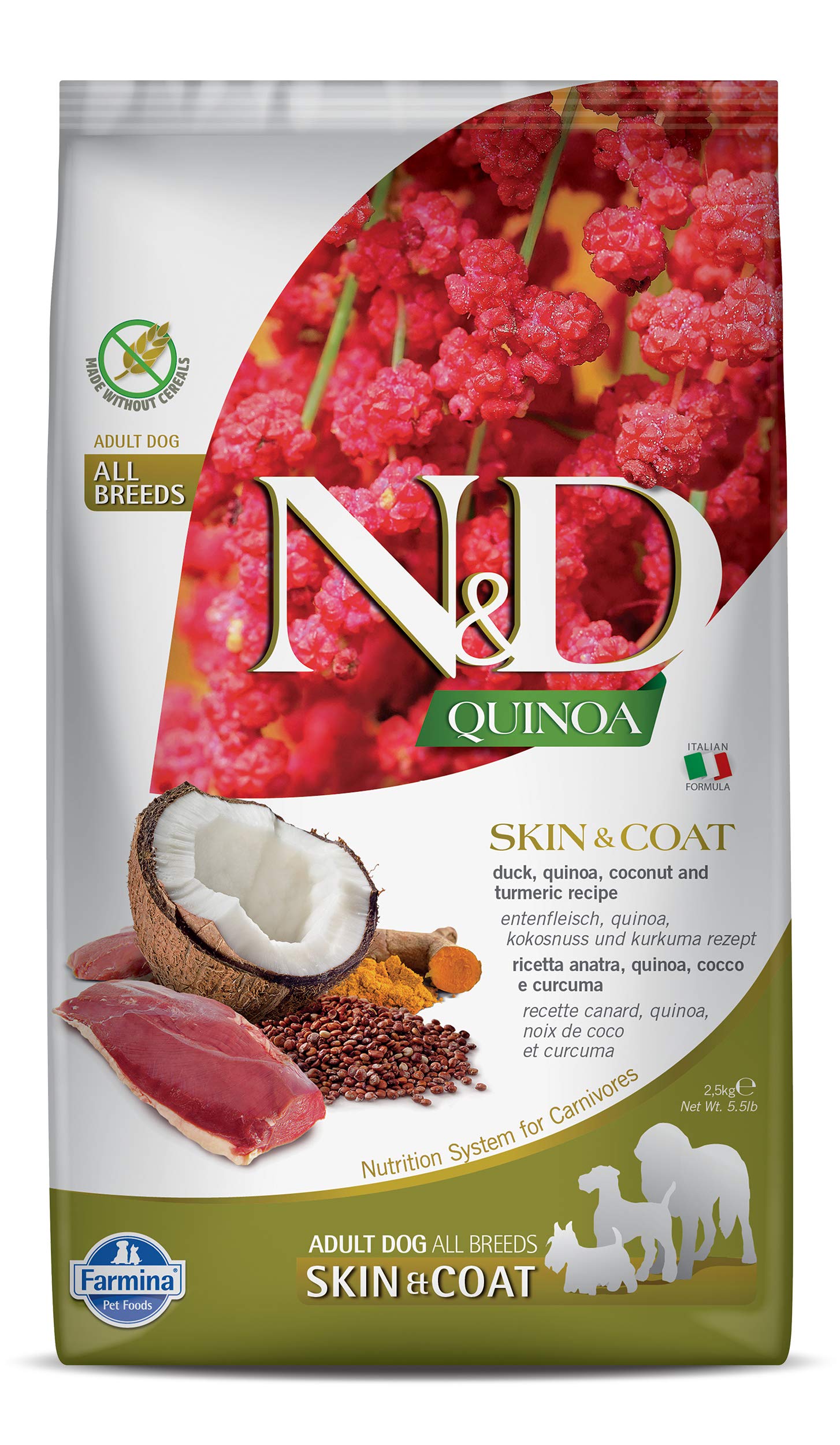 Farmina N&D Quinoa Crocchette Cane 2,5 kg Anatra Skin Coat