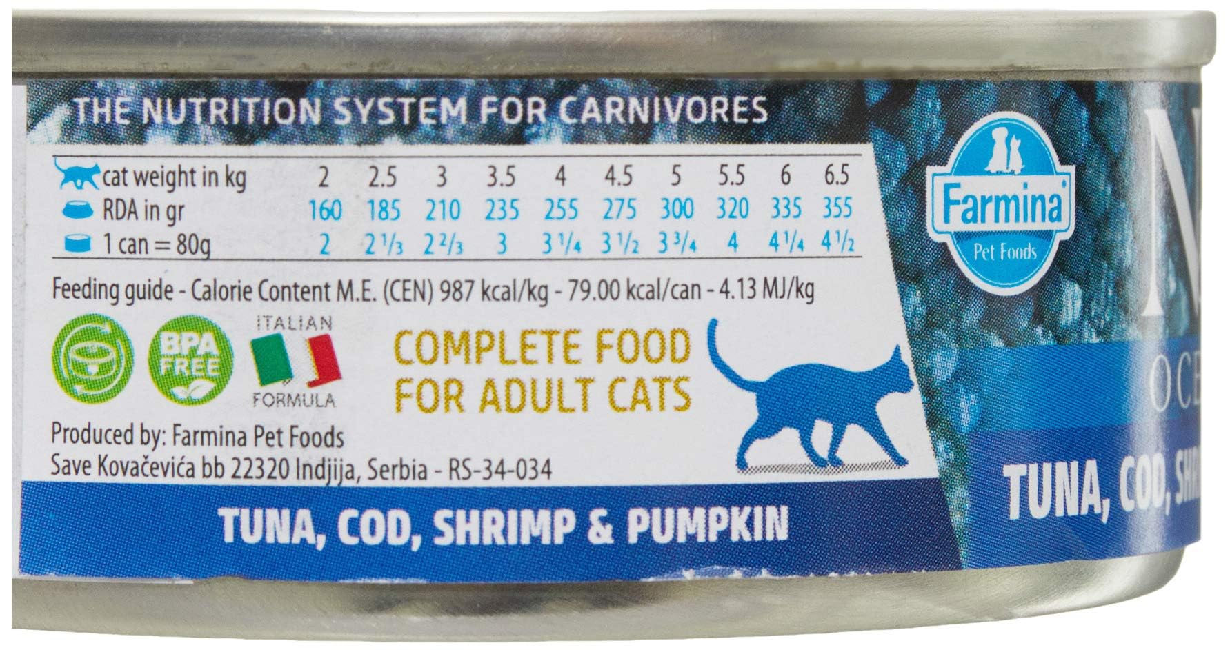 Farmina N&D Ocean Tonno Cibo Umido Gatti 70g Merluzzo Gamberi
