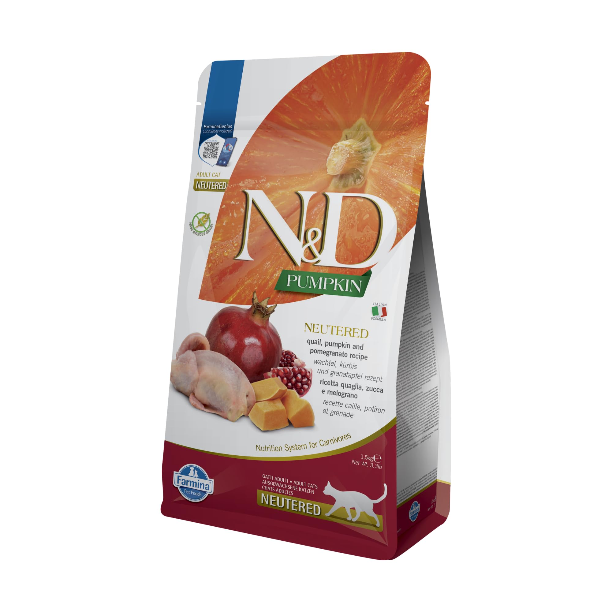 Farmina N&D Pumpkin Quaglia Crocchette Gatto 1,5 kg Steril.