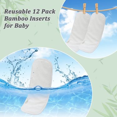 Wegreeco Baby Diapers Inserti Bambù Pannolini Lavabili 12pz