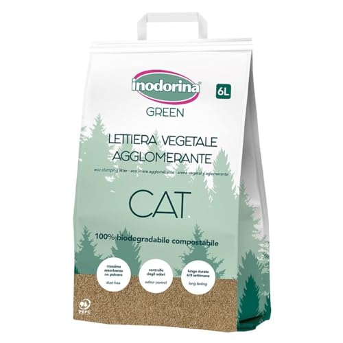 Inodorina Pure lettiera vegetale gatto agglomerante legno 6lt