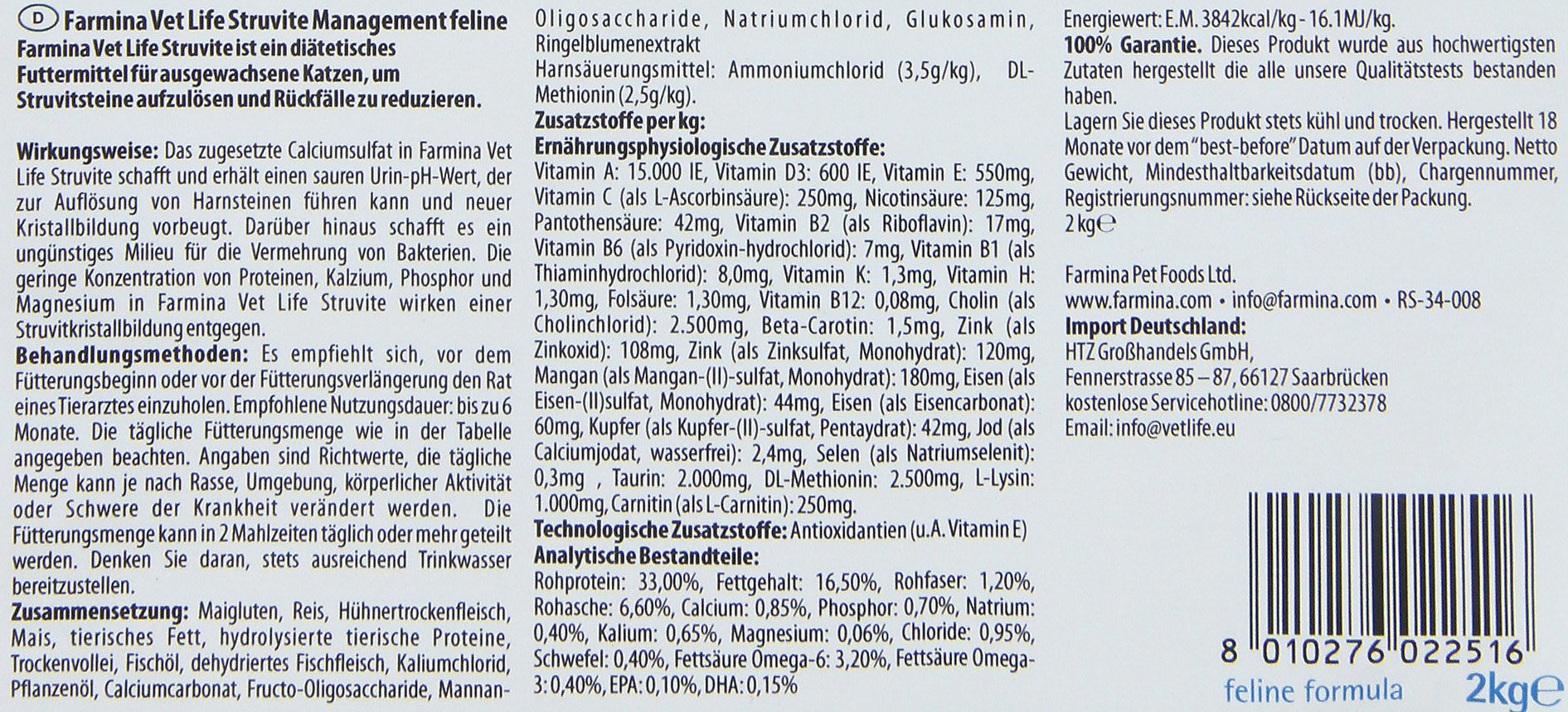 Farmina Vet Life Struvite Management crocchette gatto 2kg