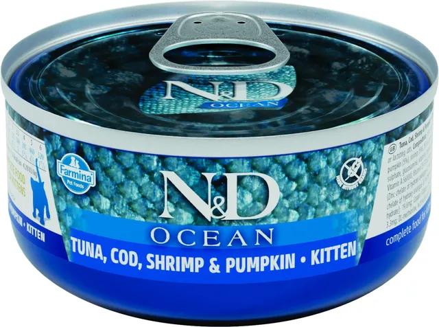 Farmina N&D Ocean tonno merluzzo gamberi cibo umido gatto kitten 70 g