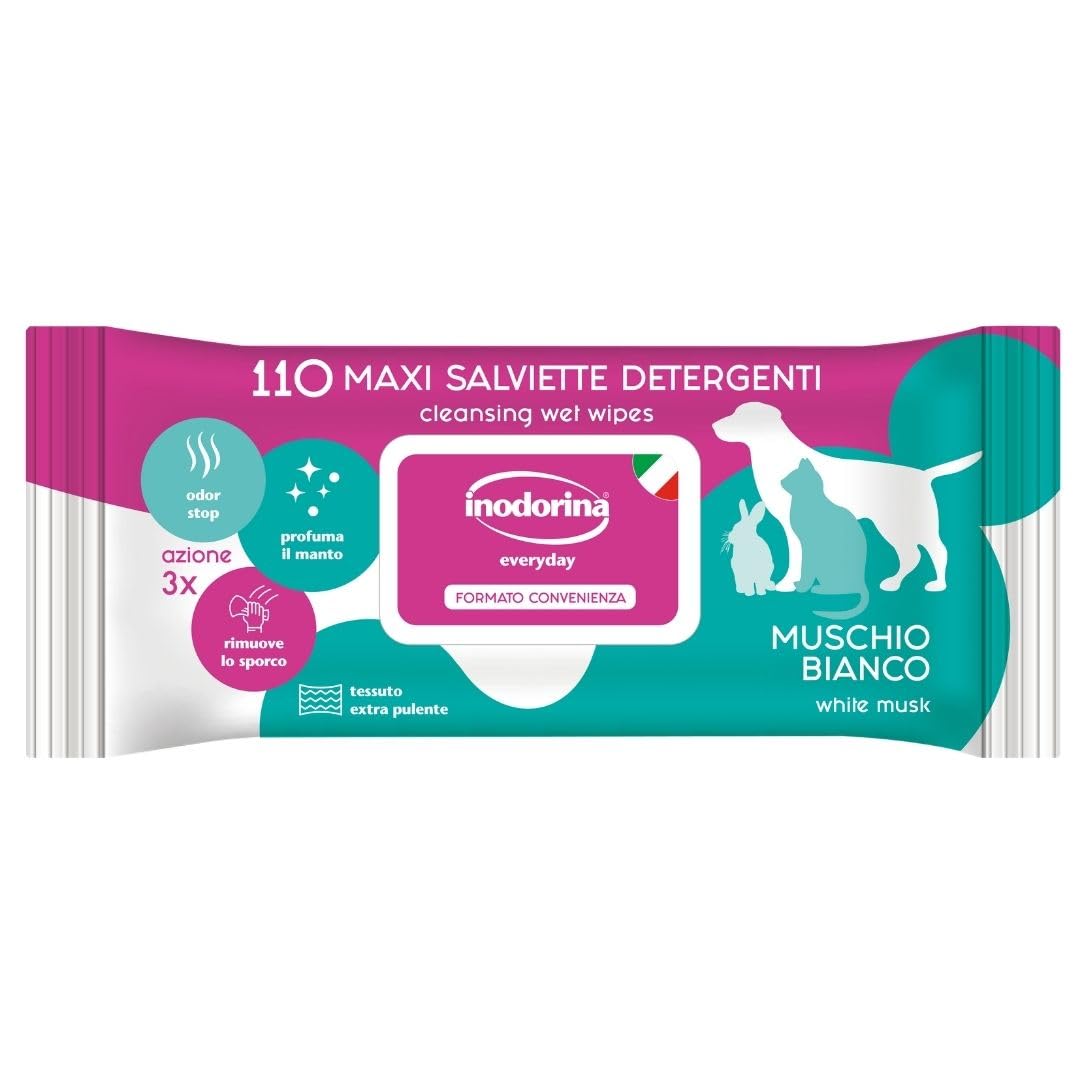 Inodorina Salviette Refresh acqua rose salviette cane 2x40 pezzi