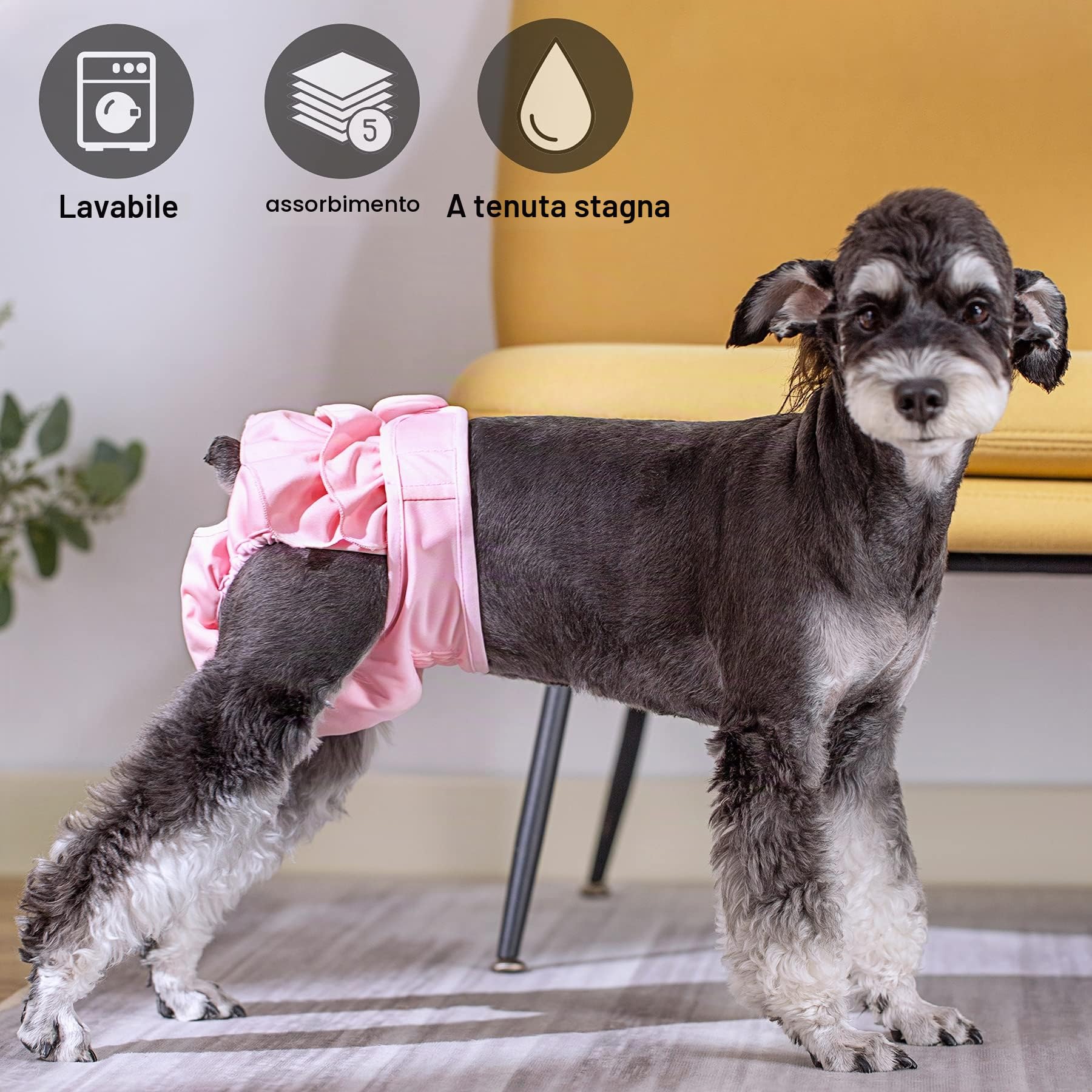 Bepetmia Pannolini lavabili per cani mutandine rosa M 40-50 cm