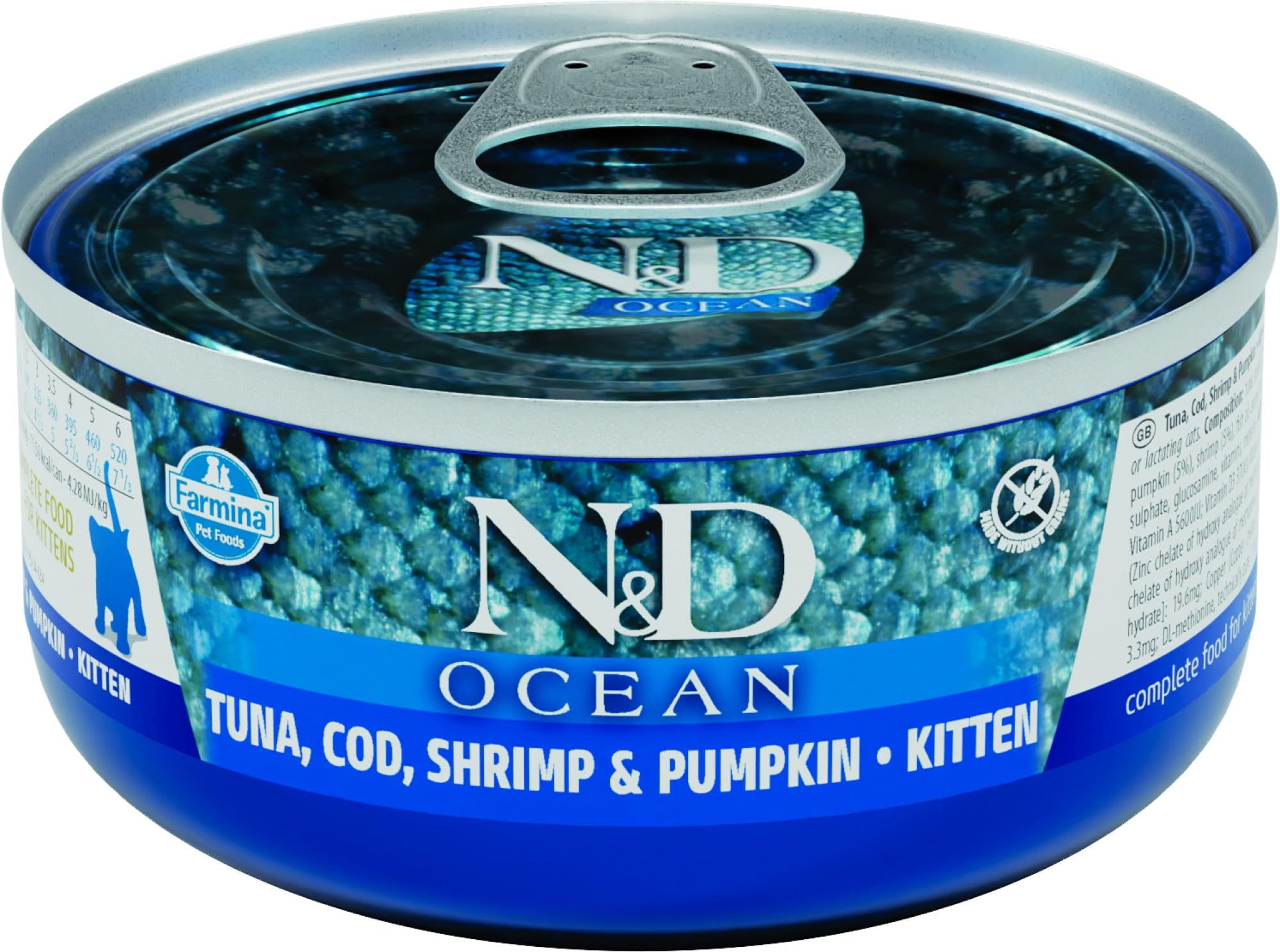 Farmina N&D Ocean tonno merluzzo gamberi cibo umido gatto kitten 70 g